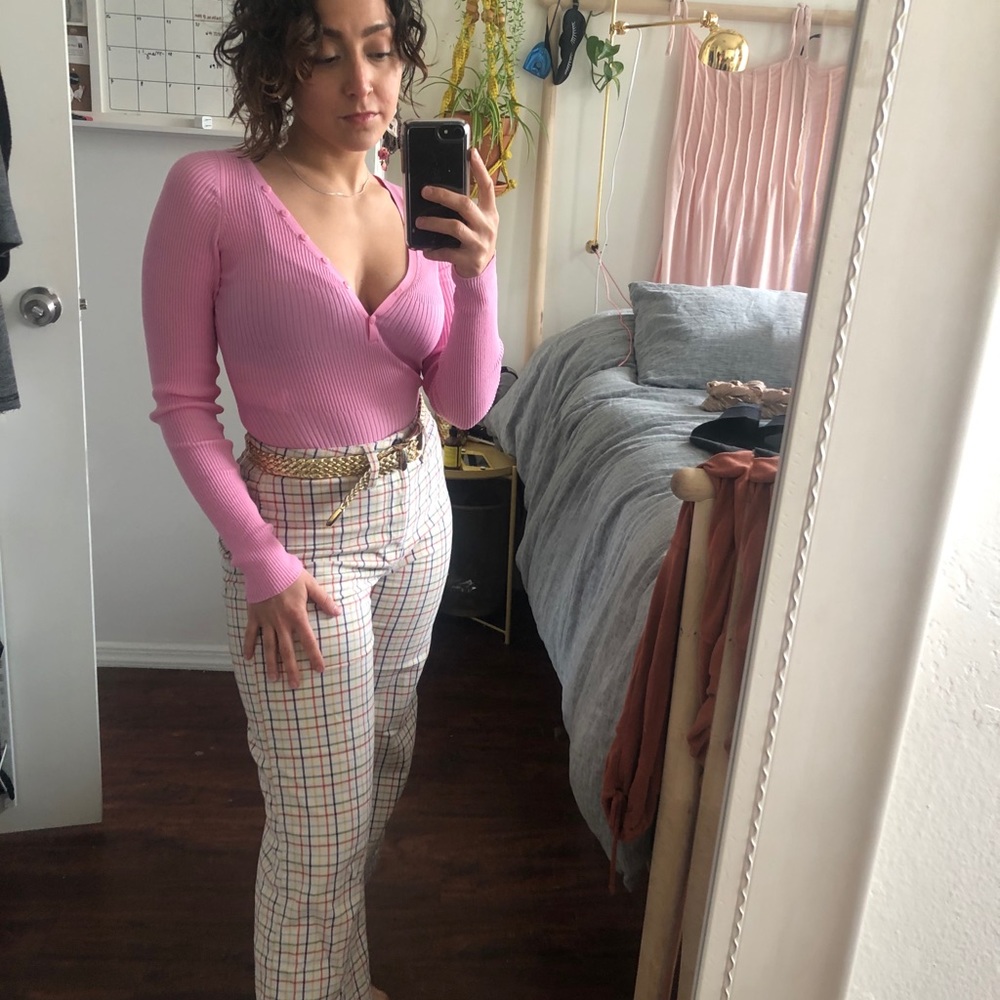 Emmet Wide Leg Crop Pants in Rainbow Windowpane